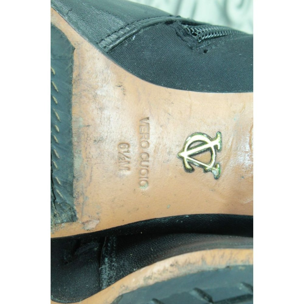 Vero Cuoio Black Leather Side Zipper Ankle Heeled Boots Size 6.5 M - Picture 9 of 10